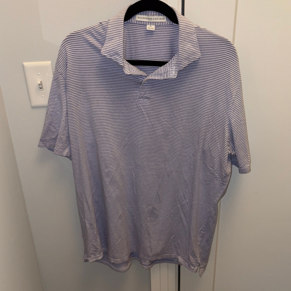 Classic Striped Polo Shirt - White and Blue